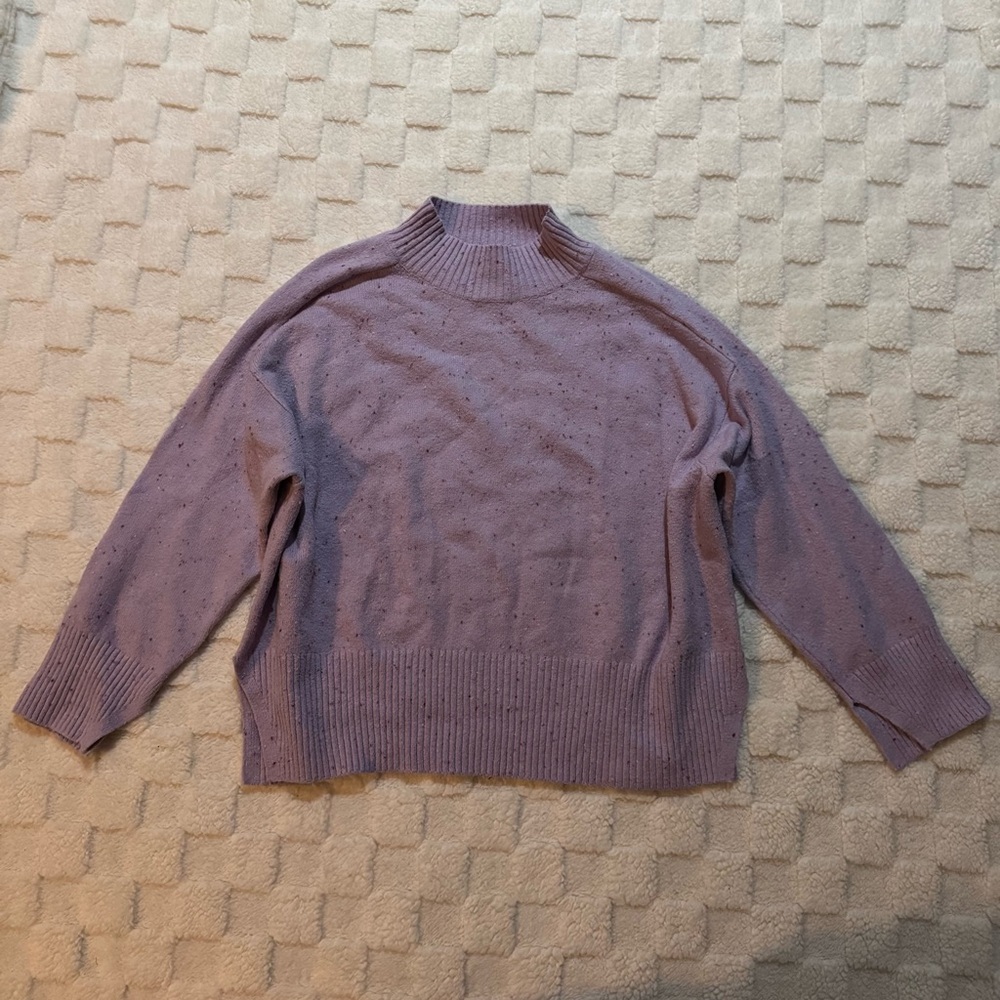 LOFT Women's Pastel Purple Mockneck Knit Sweater - Small